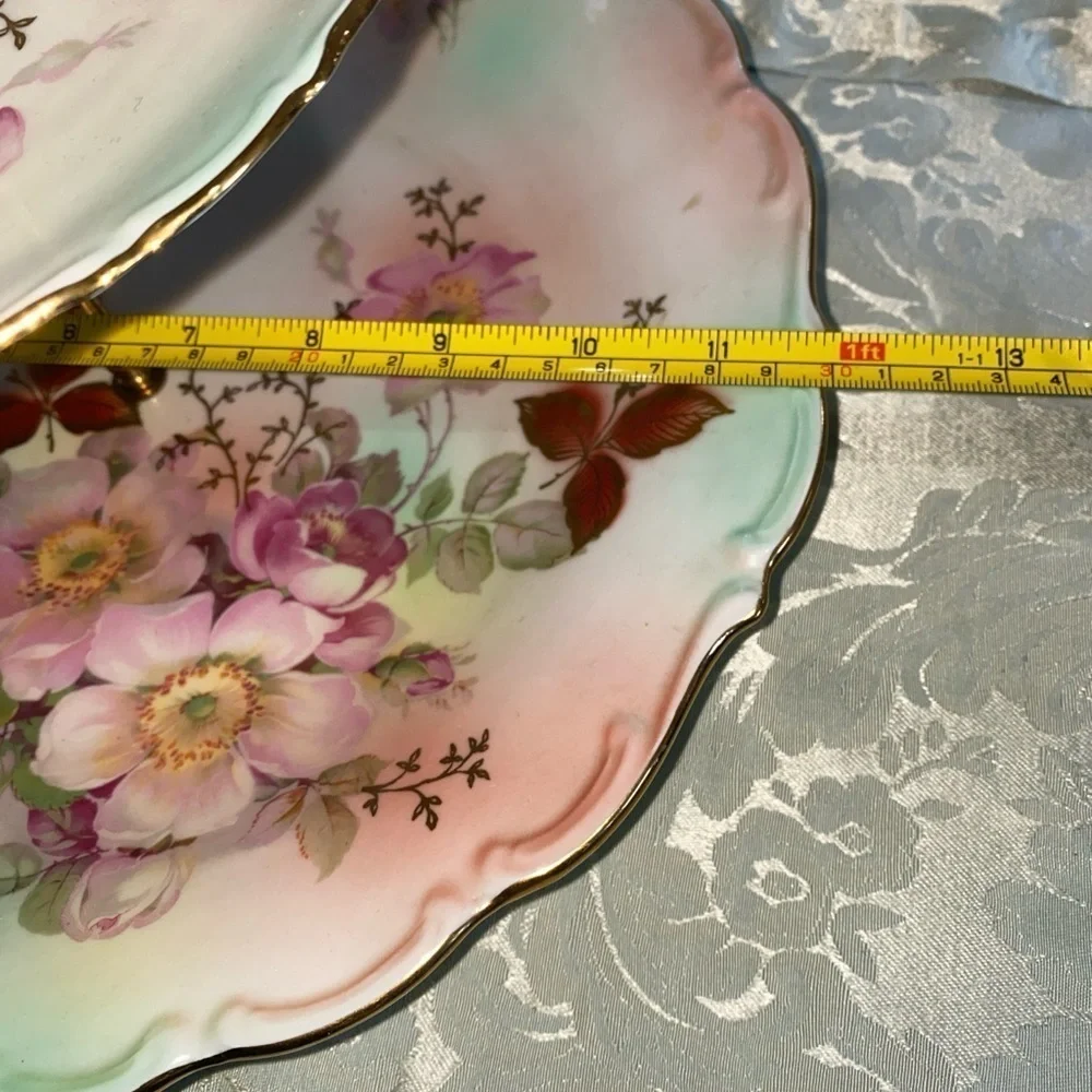 VINTAGE GERMAN SCHUMANN ARZBERG‎ PORCELAIN TWO-TIERED ‘WILD ROSE’ SERVING TRAY
